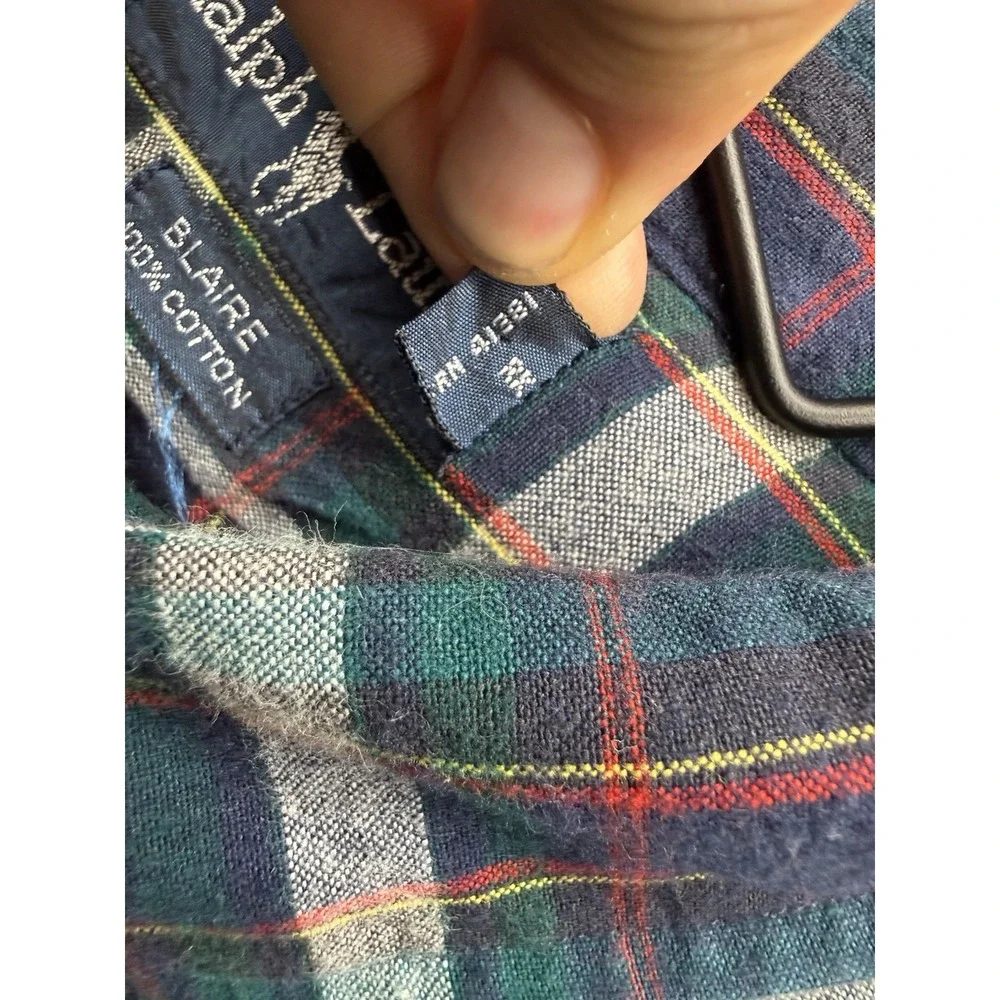 VTG 90s Polo Ralph Lauren Blaire Shirt Mens XL Blue Red Green Plaid Long Sleeve